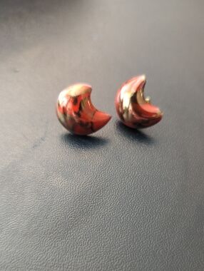 Vintage 90s Crescent Moon Ceramic Earrings